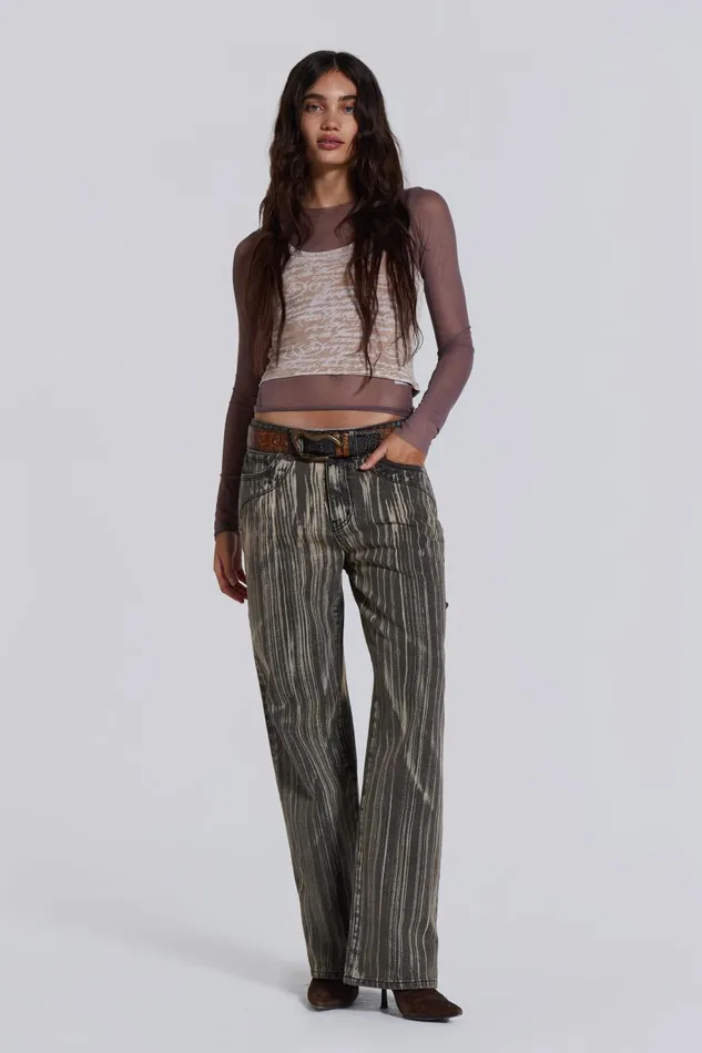 Jaded London Lia Top In Taupe Women Long Sleeve Tops