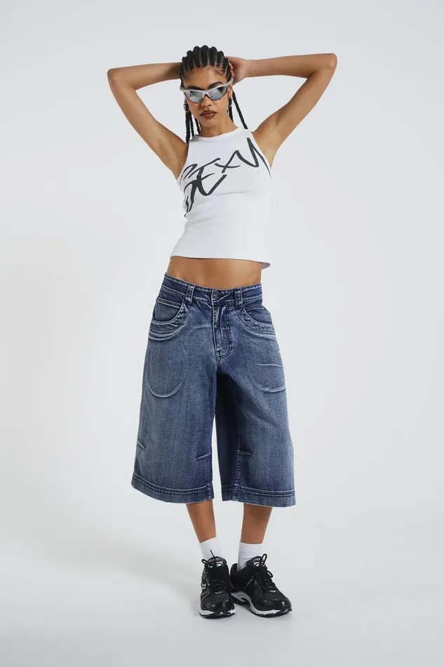 Jaded London Light Blue Colossus Jorts Women Jeans