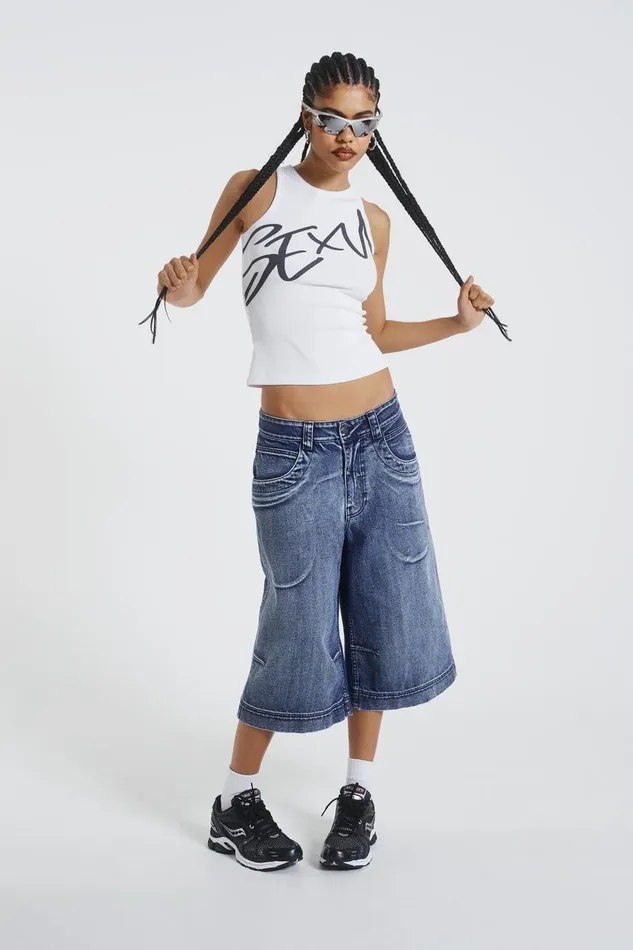 Jaded London Light Blue Colossus Jorts Women Jeans
