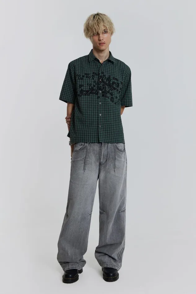 Jaded London Light Grey Washed Razor Jeans Men Baggy Jeans