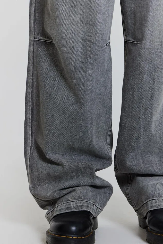 Jaded London Light Grey Washed Razor Jeans Men Baggy Jeans