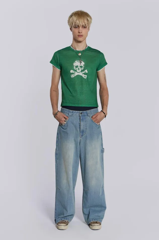 Jaded London Light Wash Extreme Baggy Carpenter Jeans Men Colossus Jeans