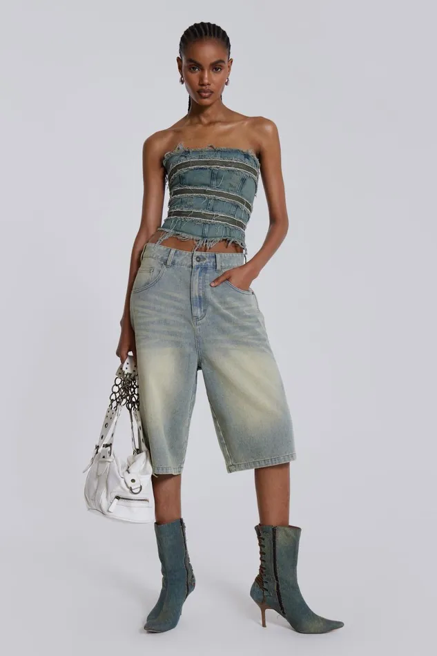 Jaded London Light Wash Jumbo Jorts Women Jeans