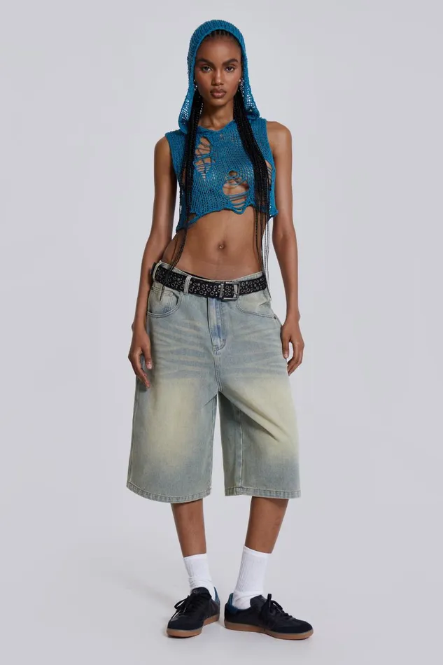 Jaded London Light Wash Jumbo Jorts Women Jeans