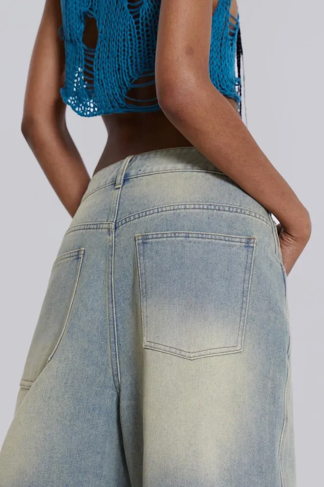 Jaded London Light Wash Jumbo Jorts Women Jeans