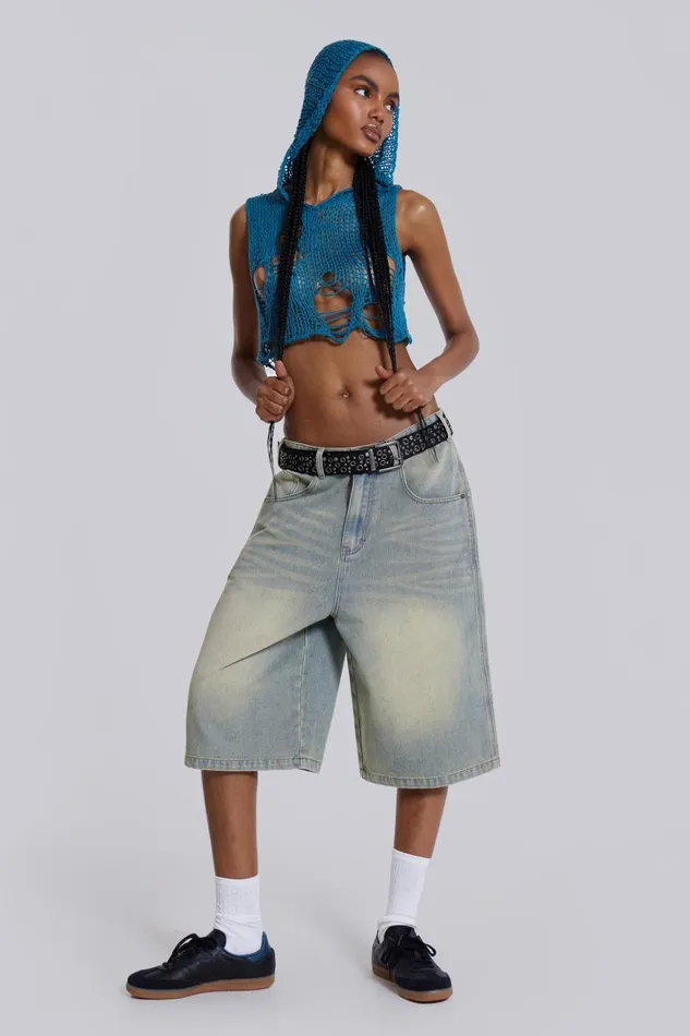 Jaded London Light Wash Jumbo Jorts Women Jeans