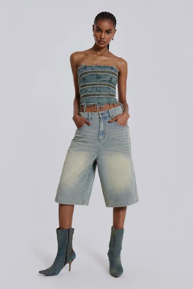 Jaded London Light Wash Jumbo Jorts Women Jeans
