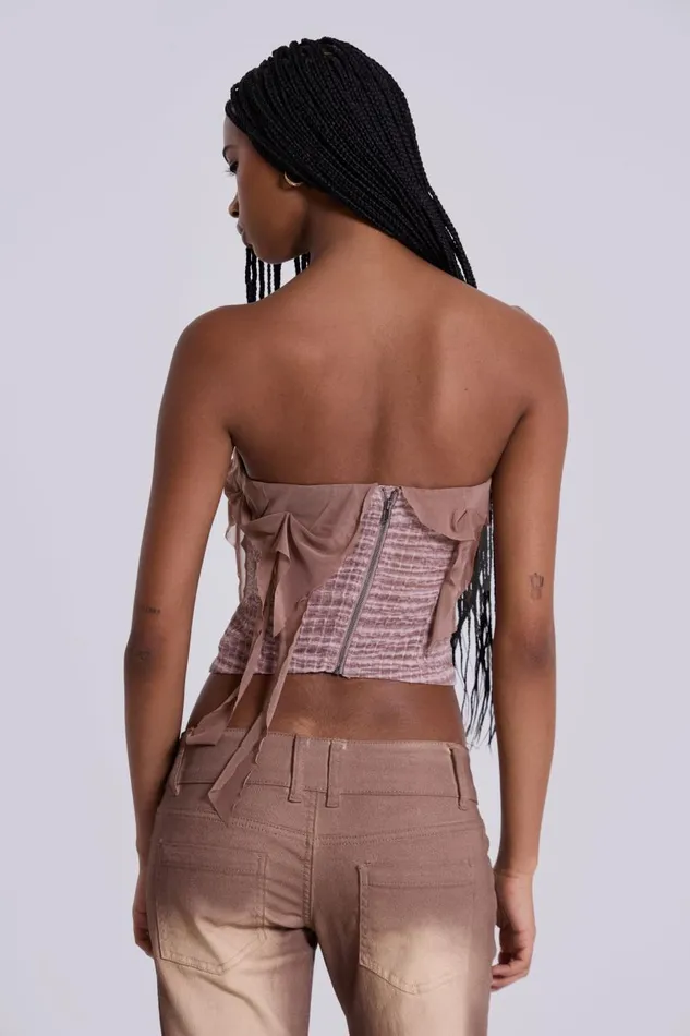 Jaded London Lone Lace Up Gingham Corset Women Bandeau Tops