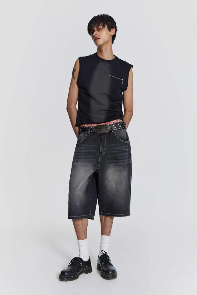 Jaded London Loopback Tank With Inserted Zip Men TShirts and Vests