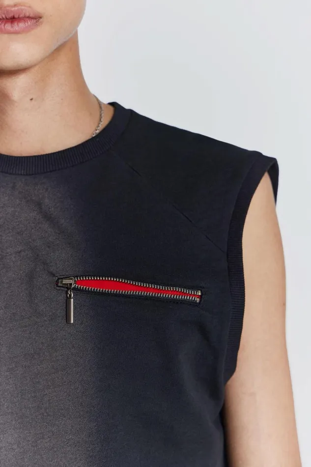 Jaded London Loopback Tank With Inserted Zip Men TShirts and Vests