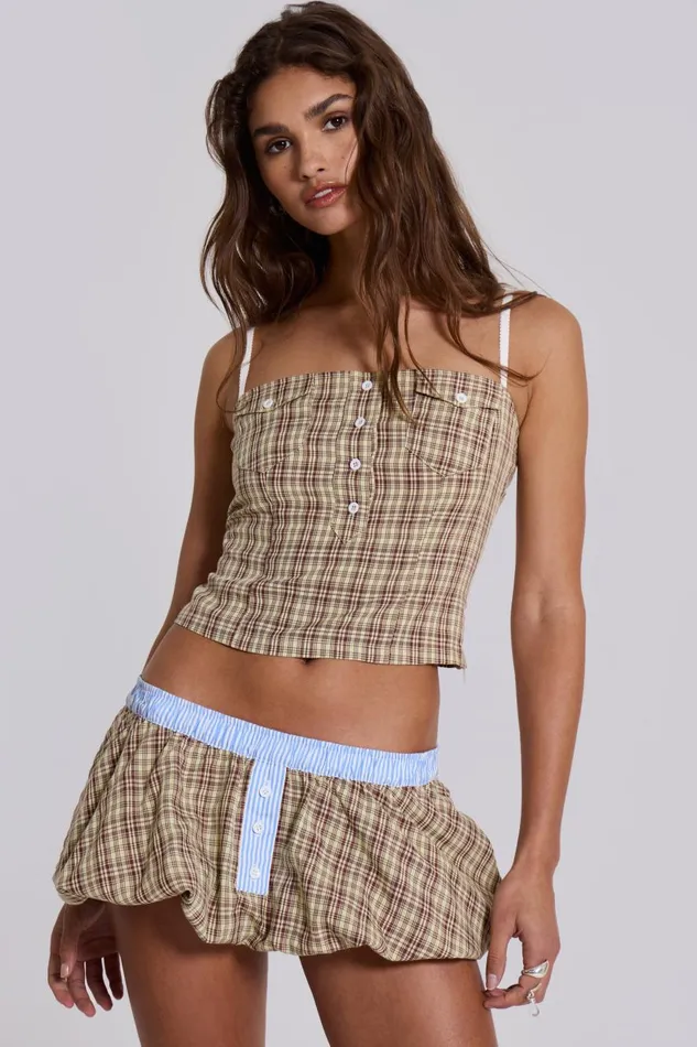 Jaded London Lulu Check Corset Top Women CoOrds