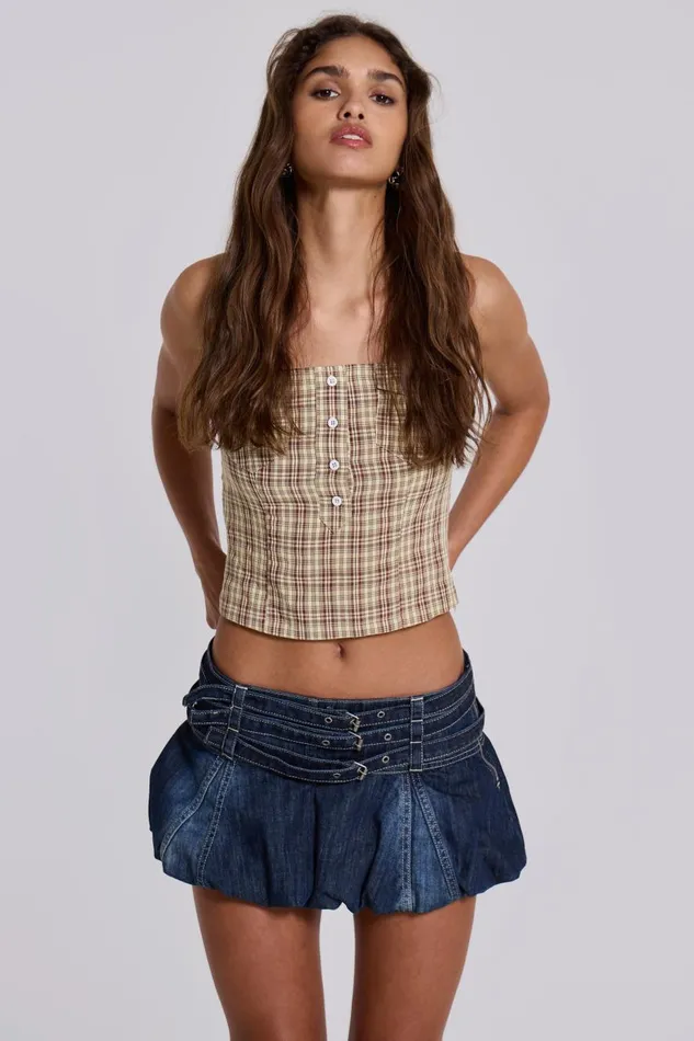 Jaded London Lulu Check Corset Top Women CoOrds