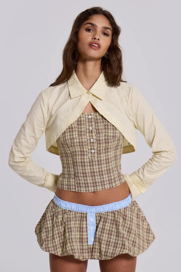 Jaded London Lulu Shrug Stripe Shirt Women Crop Tops