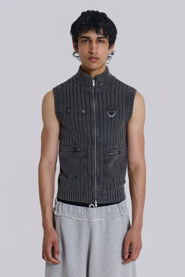 Jaded London Machina Knit Vest Men Knitwear
