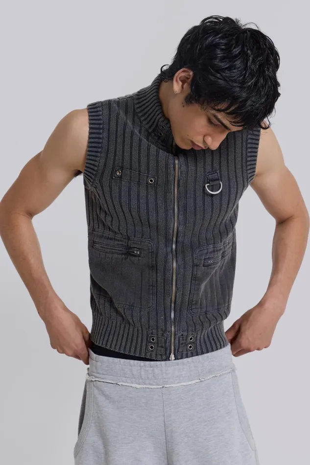 Jaded London Machina Knit Vest Men Knitwear
