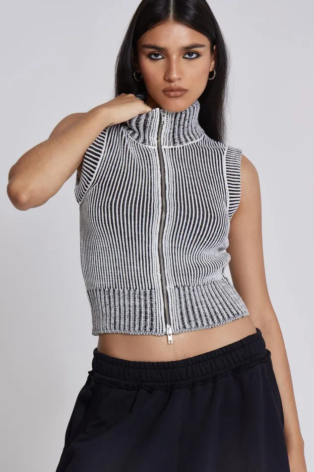 Jaded London Maddox Sleeveless Knitted Top Women Knitwear
