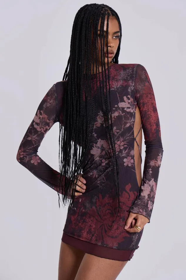 Jaded London Maram Mesh Backless Mini Dress Women Mini Dresses