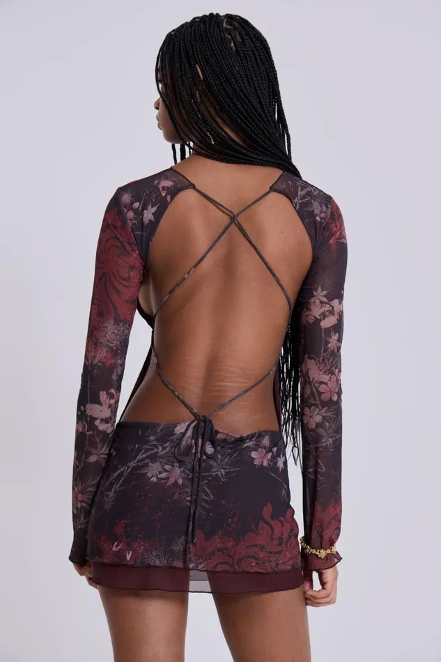 Jaded London Maram Mesh Backless Mini Dress Women Mini Dresses