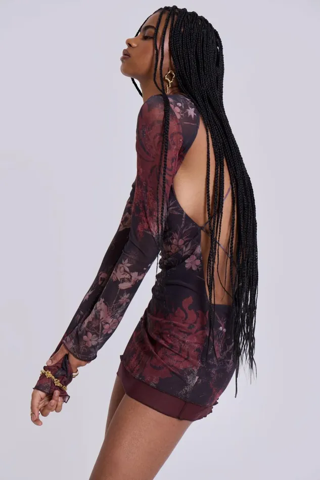 Jaded London Maram Mesh Backless Mini Dress Women Mini Dresses