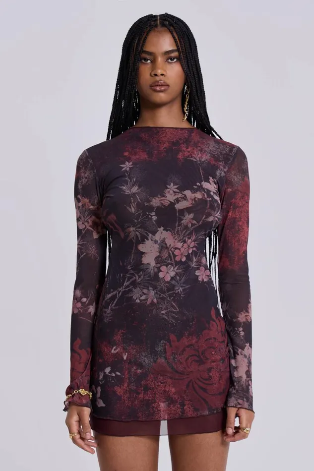 Jaded London Maram Mesh Backless Mini Dress Women Mini Dresses