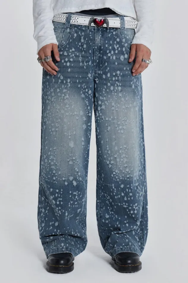 Jaded London Mid Blue Shredded Colossus Jeans Men Colossus Jeans