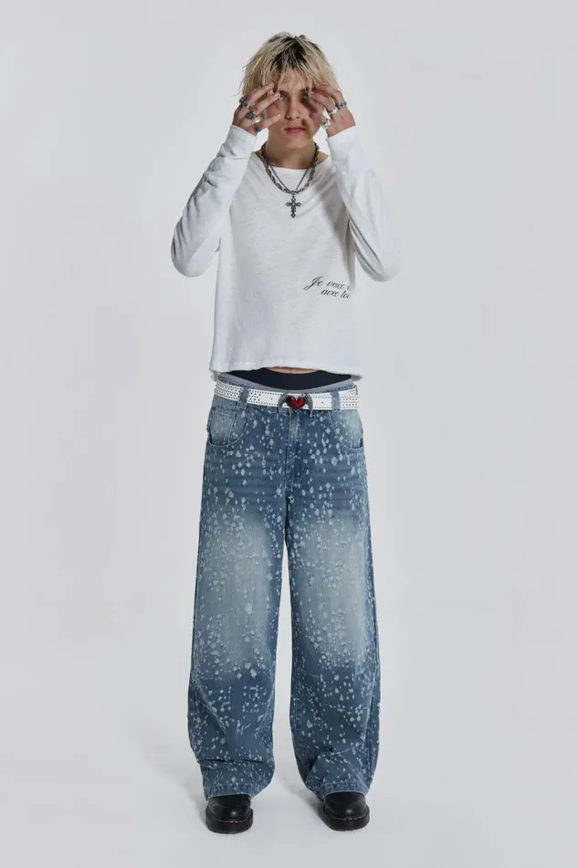 Jaded London Mid Blue Shredded Colossus Jeans Men Colossus Jeans