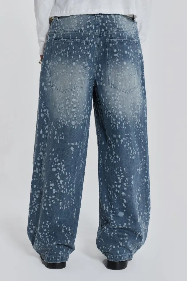Jaded London Mid Blue Shredded Colossus Jeans Men Colossus Jeans