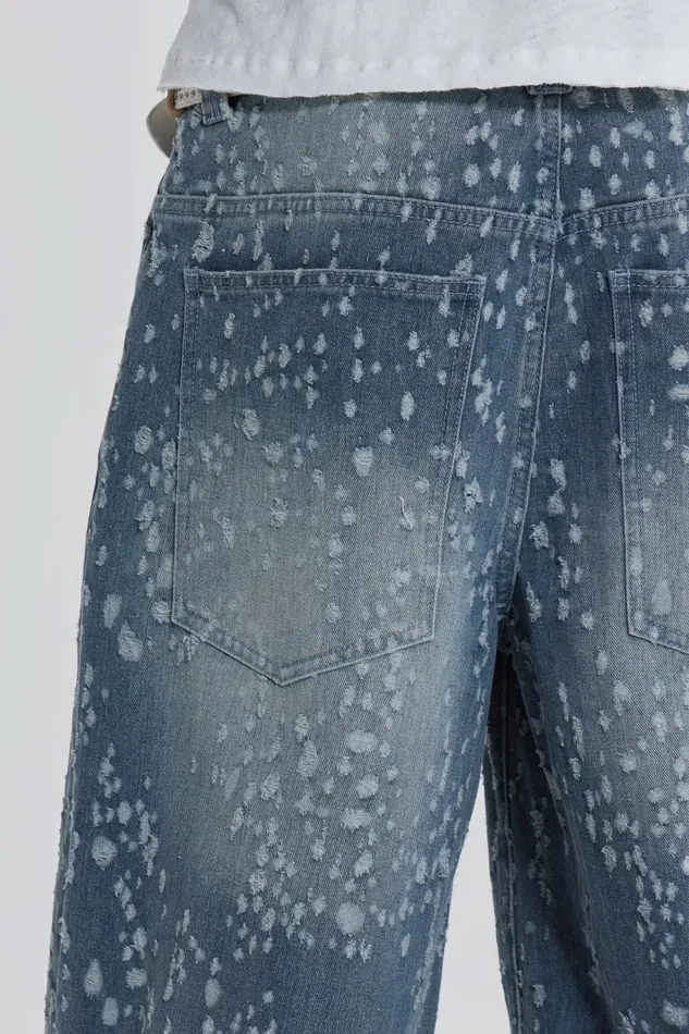 Jaded London Mid Blue Shredded Colossus Jeans Men Colossus Jeans