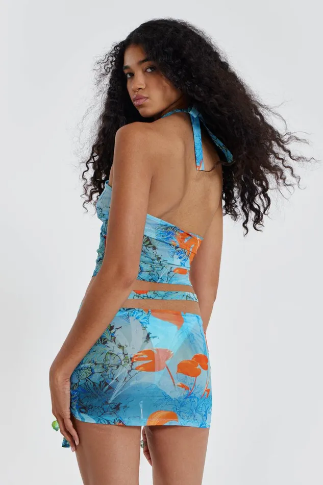 Jaded London Monstera Print Bandeau Beach Top Women Beach Cover Ups