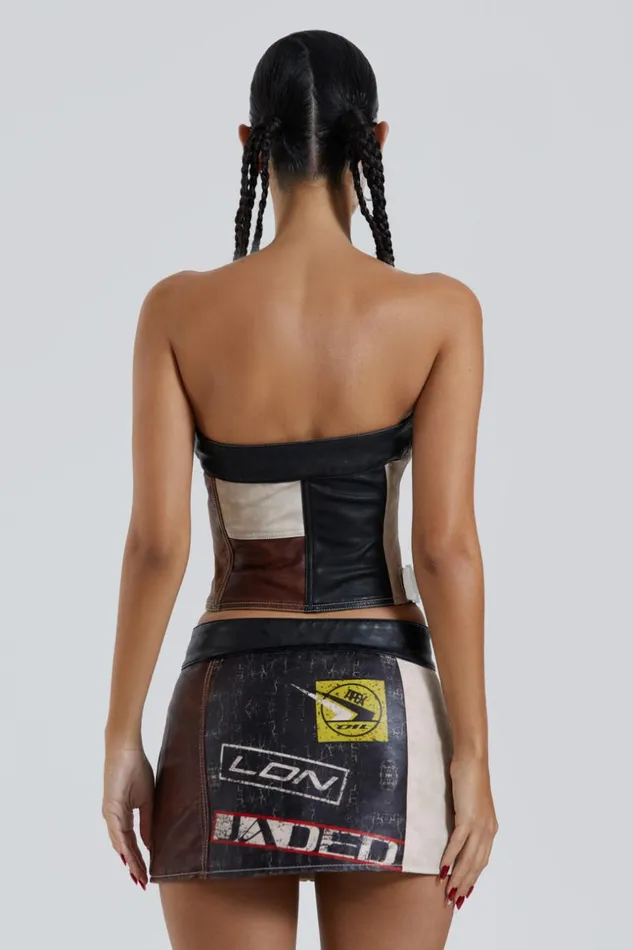 Jaded London Moto Panelled Corset Top Women CoOrds