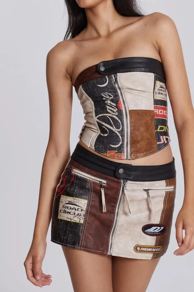 Jaded London Moto Panelled Corset Top Women CoOrds