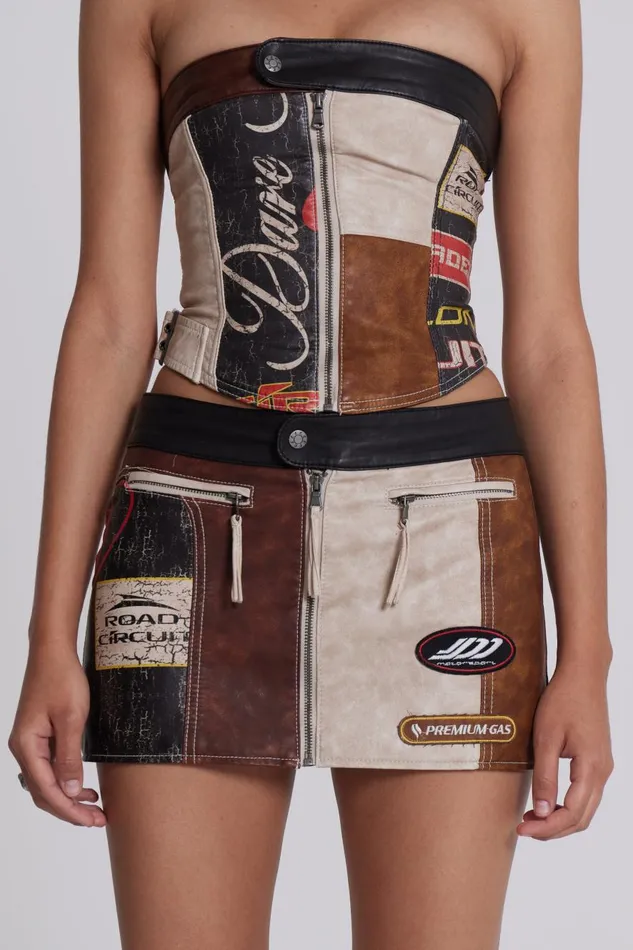 Jaded London Moto Panelled Corset Top Women CoOrds