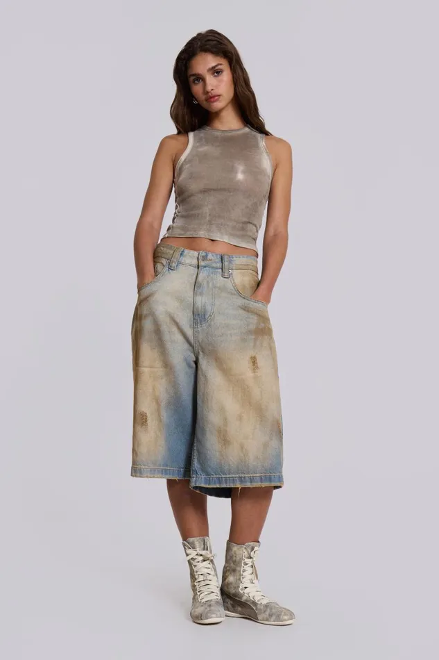 Jaded London Mud Wash Colossus Jorts Women Shorts and Jorts