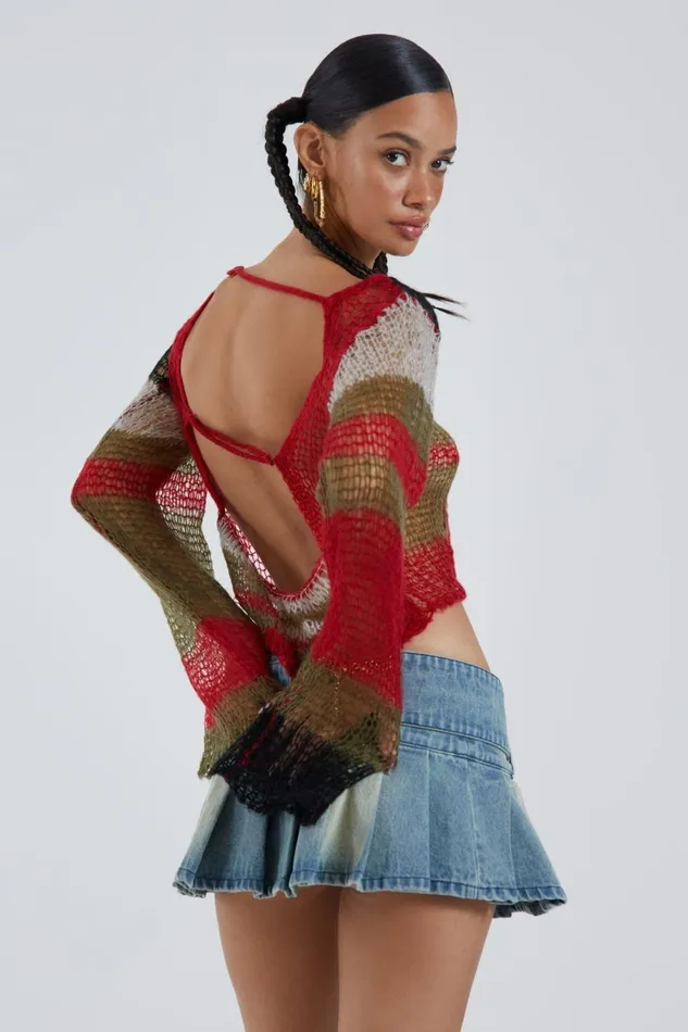 Jaded London Multi Fine Knit Cropped Jumper Women Knitwear