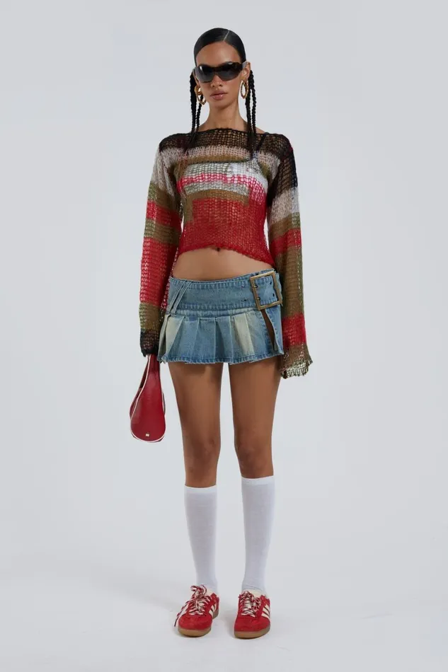 Jaded London Multi Fine Knit Cropped Jumper Women Knitwear