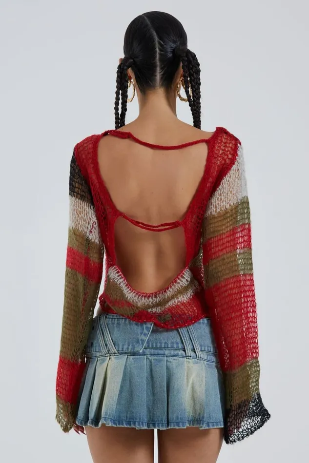 Jaded London Multi Fine Knit Cropped Jumper Women Knitwear