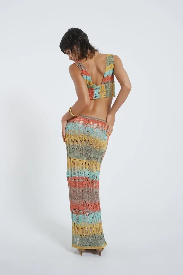 Jaded London Multi Knitted Maxi Skirt Women Knitwear