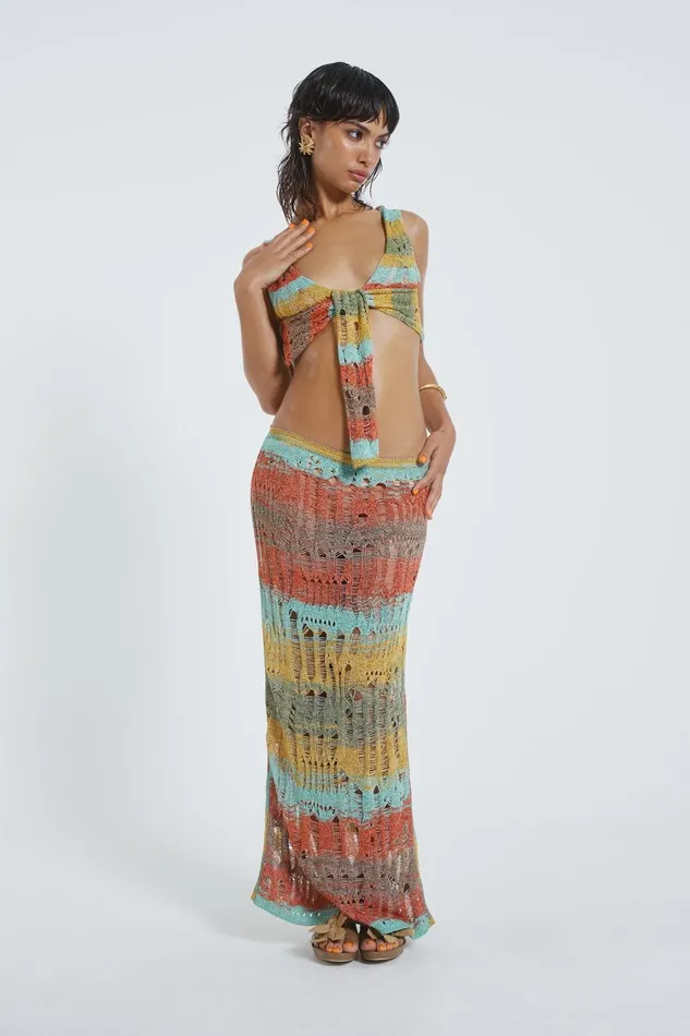 Jaded London Multi Knitted Maxi Skirt Women Knitwear