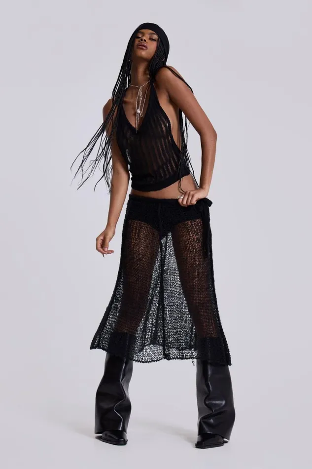 Jaded London Nero Knit Skirt Women Midi Skirts