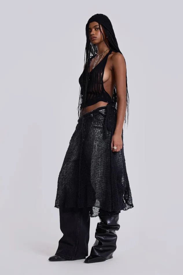 Jaded London Nero Knit Skirt Women Midi Skirts
