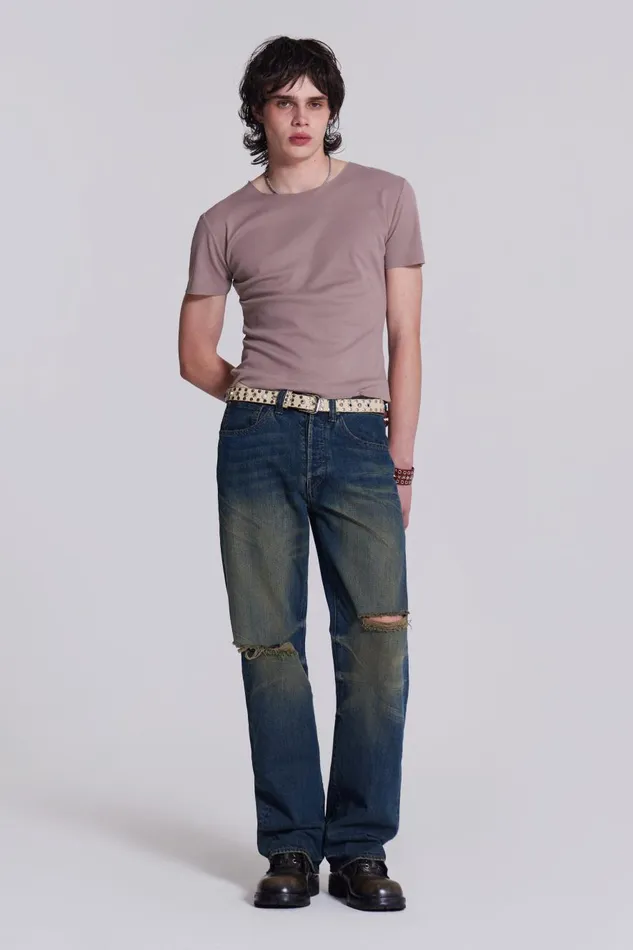 Jaded London NTRLS Beige Short Sleeve Tshirt Men Loungewear
