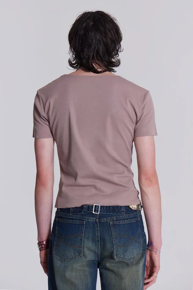 Jaded London NTRLS Beige Short Sleeve Tshirt Men Loungewear
