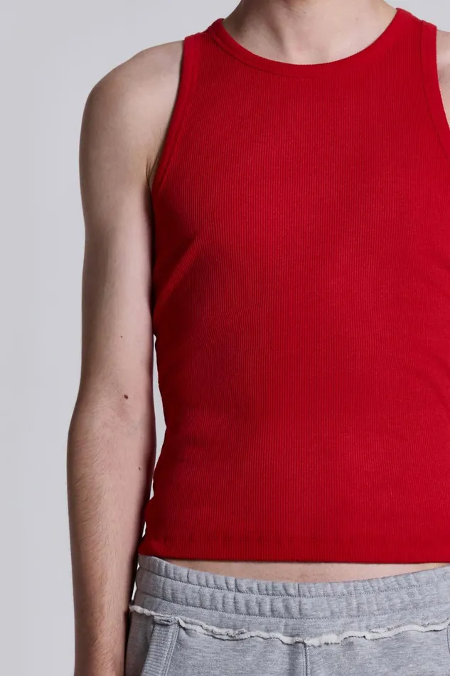 Jaded London NTRLS Red Ribbed Vest Men TShirts and Vests