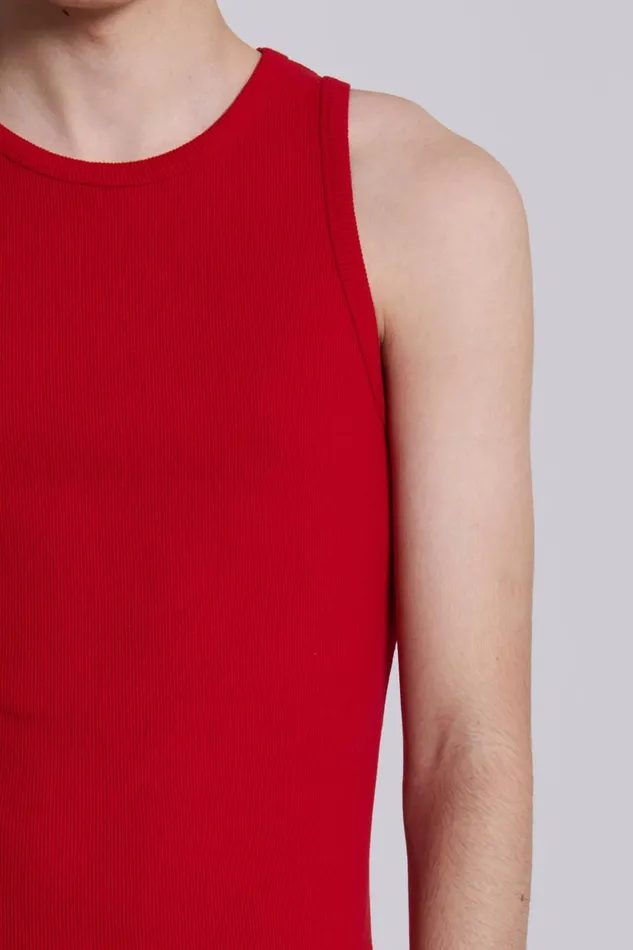 Jaded London NTRLS Red Ribbed Vest Men TShirts and Vests