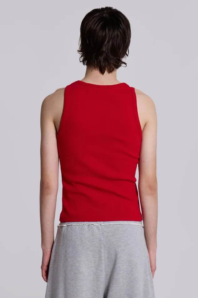 Jaded London NTRLS Red Ribbed Vest Men TShirts and Vests
