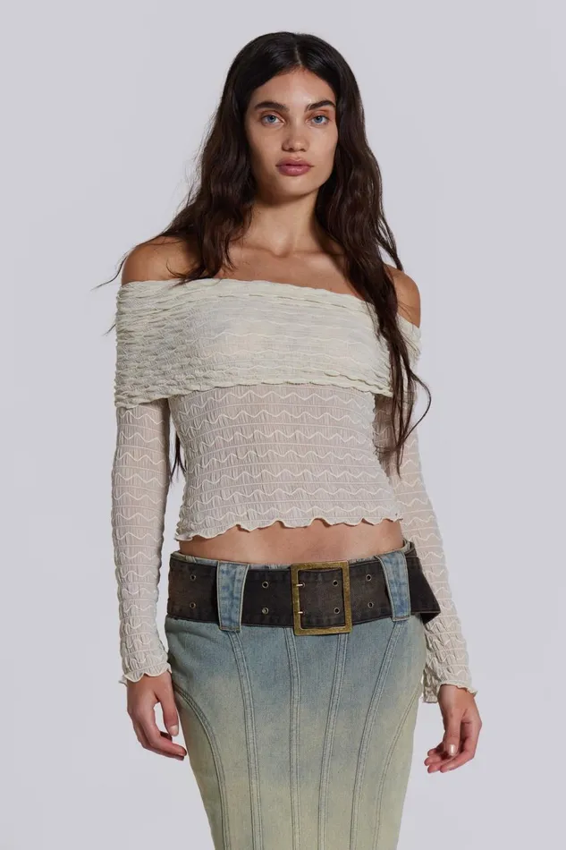 Jaded London Nyra Long Sleeve Bardot Top Women Long Sleeve Tops