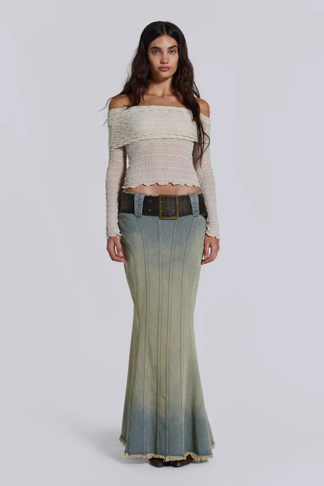 Jaded London Nyra Long Sleeve Bardot Top Women Long Sleeve Tops