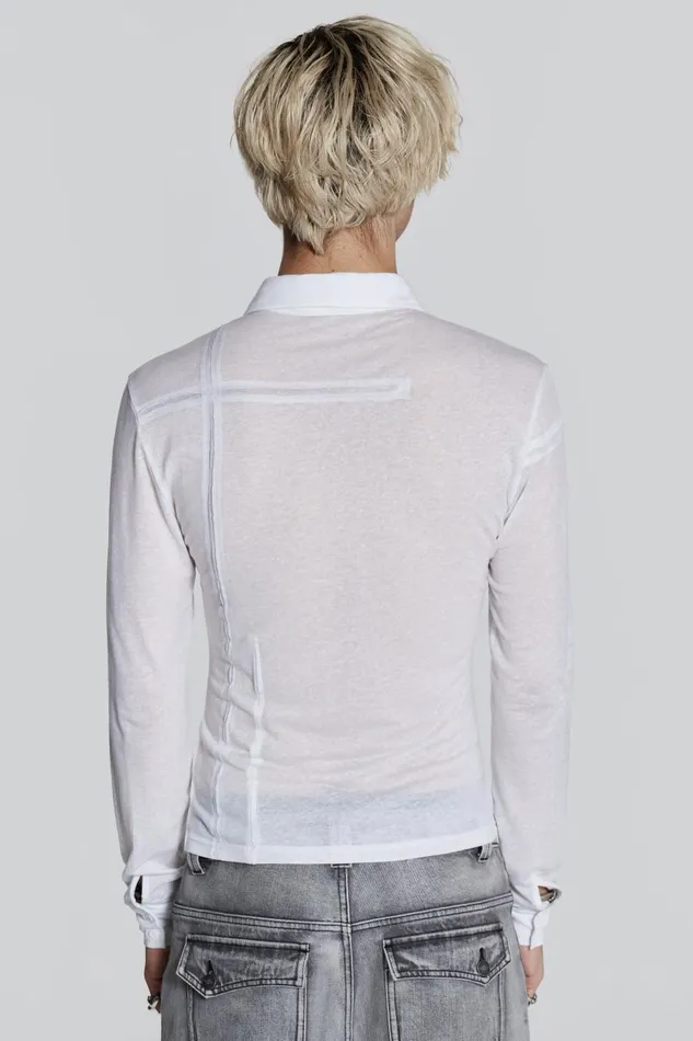 Jaded London Off White Jersey Cut and Sew Long Sleeve Shirt Men Tailoring