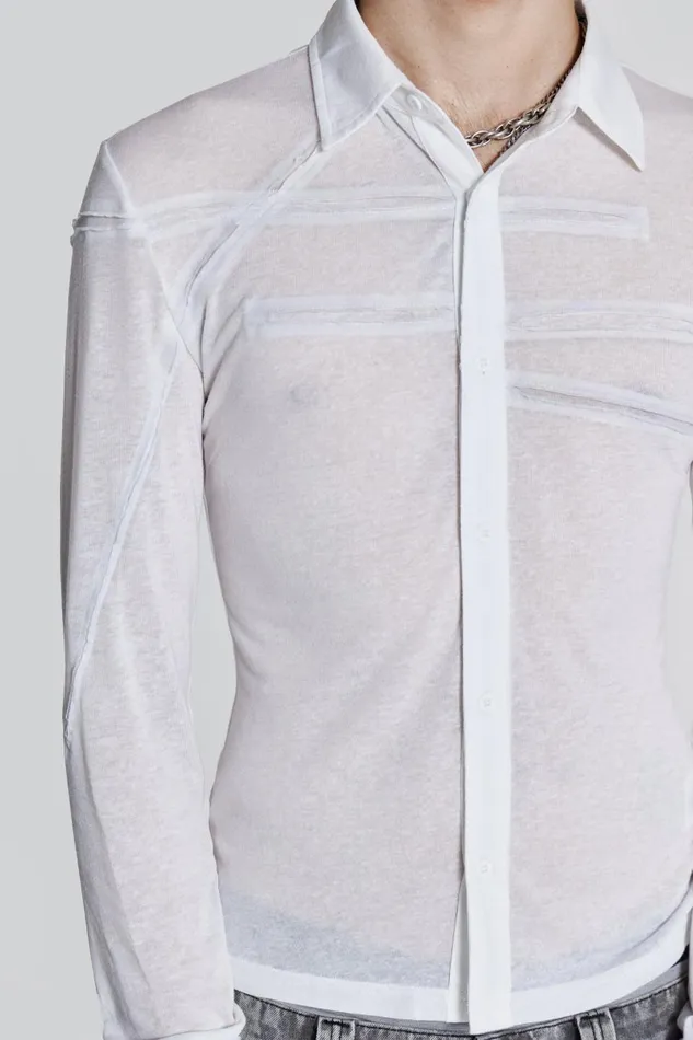 Jaded London Off White Jersey Cut and Sew Long Sleeve Shirt Men Tailoring
