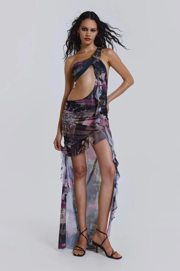 Jaded London One Shoulder Draped Maxi Dress With Western Belt Women Maxi Dresses Jaded London One Shoulder Draped Maxi Dress With Western Belt Women Maxi Dresses